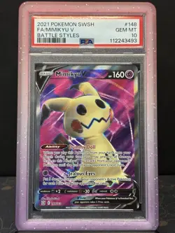 Pokemon TCG PSA 10 2021 Mimikyu V 148/163 Battle Styles Full Art Holo EN - Image 1