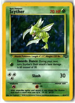 1999 Scyther ⭐ 10/64 Unlimited Holo Rare Jungle WOTC Vintage Pokemon LP/MP - Image 1