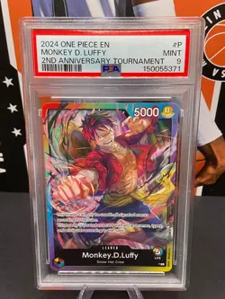 2024 One Piece EN #P Monkey D. Luffy 2nd Anniversary Tournament PSA 9 MINT - Image 1