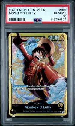 2026 ONE PIECE STARTER DECK ST29-EGGHEAD #001 MONKEY D. LUFFY PSA 10 - Image 1