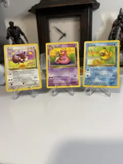 Pokemon 3 Card Lot Vintage Wizards of the Coast WOTC Slowbro Evee - Image 1