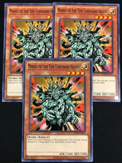 YUGIOH MANJU OF THE TEN THOUSAND HANDS OP18-EN013 COMMON X3 (NM) - Image 1
