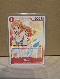 2022 One Piece TCG Super Pre-Release Nami Gold Stamp ST01-007 English 1st Set - Image 1