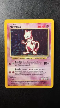 Pokemon Mewtwo 10/102 - 1999 Base Set Holo Rare - LP Vintage WotC - Image 1