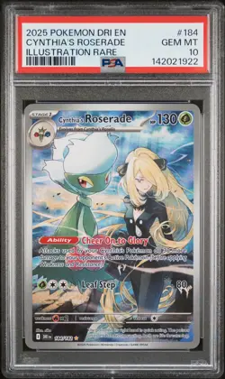 2025 POKEMON DRI EN-DESTINED RIVALS ILLUSTRATION RARE CYNTHIA'S ROSERADE PSA 10 - Image 1