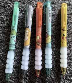 Pokemon Gel Pens Set of 5 Pikachu Charmander Squirtle Bulbasaur 0.5mm Black Ink - Image 2