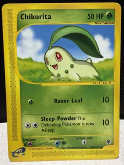 Pokemon TCG Chikorita 100/165 Expedition Base Set Regular Common English 2002 MP - Image 1