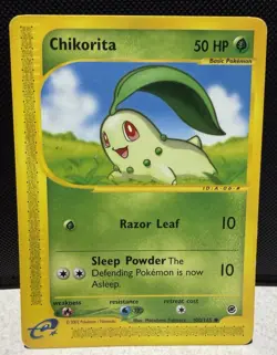 Pokemon TCG Chikorita 100/165 Expedition Base Set Regular Common English 2002 MP - Image 2