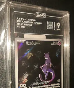 Pokemon TAG 9 Mewtwo 2023 Japanese 151 Art Rare Holo 183/165 - Image 1