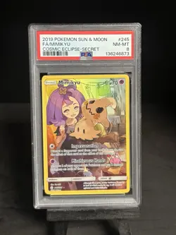 2019 Pokemon Sun & Moon FA/Mimikyu Cosmic Eclipse Secret Rare #245 PSA 8 NM-MT - Image 1