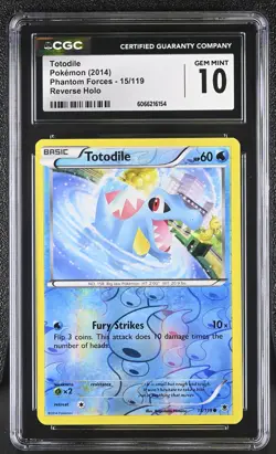 CGC 10 GEM MINT Totodile 2014 Phantom Forces 15/119 Reverse Holo Pokemon Card - Image 1
