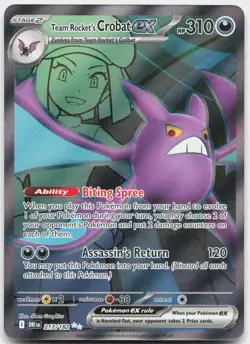 Team Rocket's Crobat ex 217/182 Ultra Rare Destined Rivals Pokemon Holo NM - Image 1