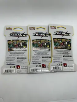 3x Pokemon TCG Sun & Moon Team Up Sleeved Booster Pack Snorlax Eevee Sealed - Image 2