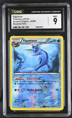 CGC 9 MINT Vaporeon 2015 Ancient Origins 22/98 Reverse Holo Pokemon Card - Image 1