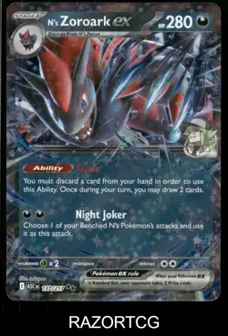 N'S ZOROARK EX 137/217 DOUBLE RARE ASCENDED HEROES POKEMON HOLO NM/M - Image 1