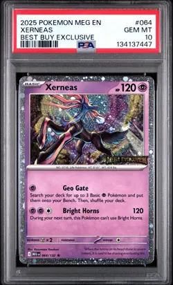 2025 Mega Evolution English Purchase Exclusive Xerneas #64 PSA 10 - Image 1