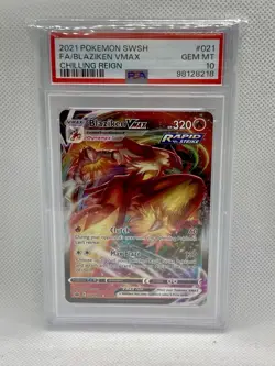 2021 POKEMON SWORD & SHIELD CHILLING REIGN 021 FULL ART/BLAZIKEN VMAX PSA 10 - Image 1