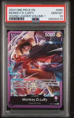 2024 ONE PIECE PROMOS SOUND LOADER VOLUME.1 #060 MONKEY D. LUFFY PSA 10 - Image 1