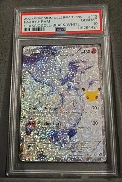POKEMON CARD RESHIRAM CLASSIC 113 CELEBRATIONS #113 GRADED PSA 10 GEM MINT - Image 1