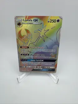Pokemon TCG Lunala GX Rainbow Secret Rare Card Sun & Moon 153/149 Holo Rainbow - Image 1
