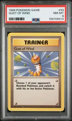 PSA 8 - Pokemon Card - Base 93/102 - GUST OF WIND (common) - NM-MT - Image 1
