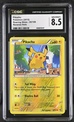 CGC 8.5 Pikachu 2015 Roaring Skies 20/108 Reverse Holo Pokemon Card - Image 1