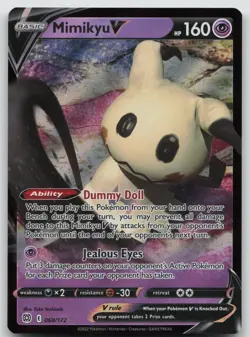 Mimikyu V 068/172 Holo V Rare Brilliant Stars Pokemon Holo Near Mint - Image 1