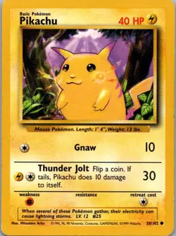 Pokemon TCG Pikachu 58/102 Base Set MP - Image 1
