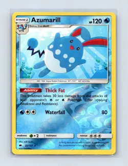 Azumarill 35/147 Rare Burning Shadows Pokemon Reverse Holo Lightly Played - Image 1