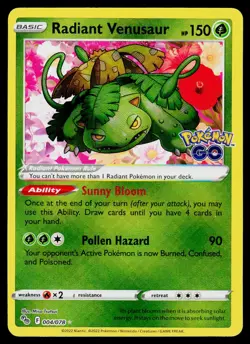 Pokemon GO Radiant Venusaur 004/078 Holo NM - Image 1