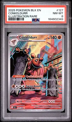2025 POKEMON BLK EN-BLACK BOLT ILLUSTRATION RARE #127 CONKELDURR PSA 8 - Image 1