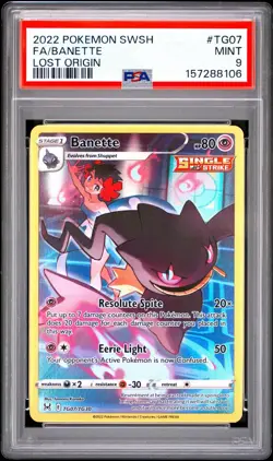 Pokemon Banette TG07/TG30 Ultra Rare Full Art Holo Lost Origin PSA 9 2022 - Image 1