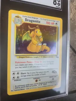 1999 Pokemon Dragonite Fossil Holo #4 SGC 8 Near Mint Graded Card - Image 2