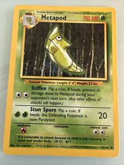 Pokemon Metapod - WOTC Base Set Common 54/102 Unlimited 1999 Near Mint - Image 1