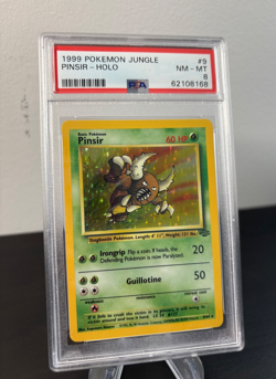 Pokemon 1999 PSA 8 Pinsir Holo Jungle 9/64 Card - Image 1