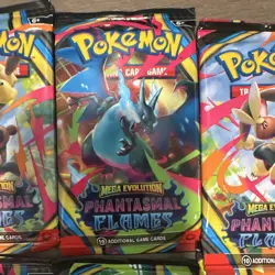 8 Nintendo Pokemon TCG Mega Evolution Phantasmal Flames Booster Pack, 10 Cards - Image 3