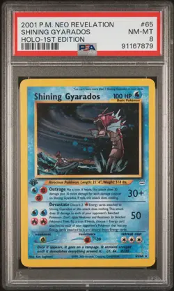 PSA 8 Shining Gyarados Holo 65/64 Neo Revelation 1st Edition Pokemon Card - Image 1