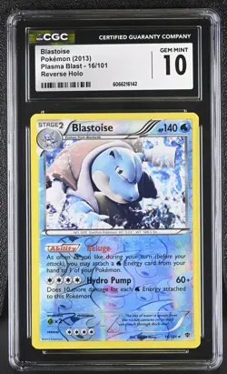 CGC 10 GEM MINT Blastoise 2013 Plasma Blast 16/101 Reverse Holo Pokemon Card - Image 1