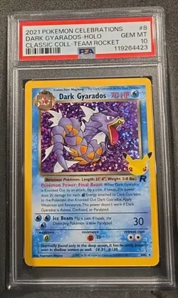 POKEMON CARD DARK GYARADOS CLASSIC 8 CELEBRATIONS #8 GRADED PSA 10 GEM MINT - Image 1