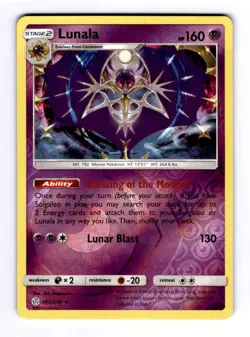 Lunala SM - Cosmic Eclipse #102 (2019) Reverse Holo NM Pokemon - Image 1