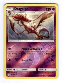 Dragalge SM - Cosmic Eclipse #92 (2019) Rare Reverse Holo NM Pokemon - Image 1