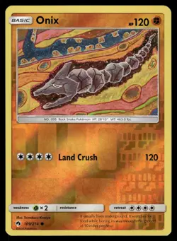 Onix 109/214 Common Lost Thunder Pokemon Reverse Holo Near Mint - Image 1