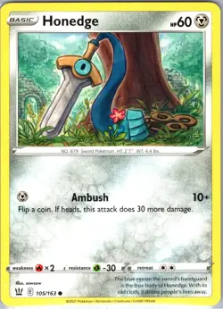 Honedge 105/163 Common Battle Styles Pokemon Near Mint - Image 1