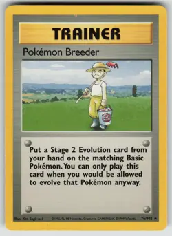 Pokemon Breeder 76/102 Rare Base Set Unlimited Pokemon Moderately Played - Image 1