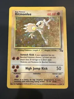 Hitmonlee Pokemon TCG Fossil 7/62 Holo Rare Holo EN 1999 HP 60 - Image 3