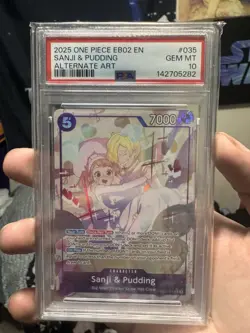 Bandai 2025 One Piece CCG Sanji & Pudding Alt Art Foil SR EB02-035 PSA 10 EN - Image 1