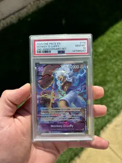 One Piece TCG Luffy OP05-119 Alternate Art 2nd Anniversary Set PSA10 English - Image 1