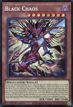 Yugioh - Black Chaos CORI-EN001 Secret Rare 1st Edition - PACK FRESH NM - Image 1