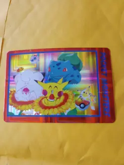 Pikachu Bulbasaur Pocket Monsters Bandai Holo Foil Vending Sticker Card - Image 1