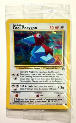 POKEMON PROMO Card COOL PORYGON 15/53 WOTC Holo Factory Sealed w/SWIRL!! 2000 - Image 1